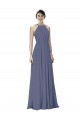Online Halter Neck Ruched Bodice Chiffon Bridesmaid Dress UK