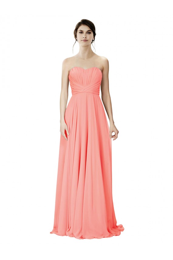 Online Strapless Chiffon Bridesmaid Dress with Ruched Sweetheart Neckline UK