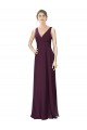 Online Long Chiffon Bridesmaid Dress with Ruched Criss Cross V-Neck Bodice UK