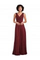 Online Sleeveless V-Neck Pleated Chiffon Bridesmaid Dress UK