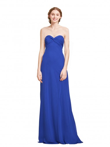 Online Sweetheart Neckline Chiffon Ruched Bodice Tie Back Bridesmaid Dress UK