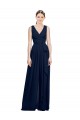 Online V-Neck Ruched Chiffon Bridesmaid Dress with Waistband UK