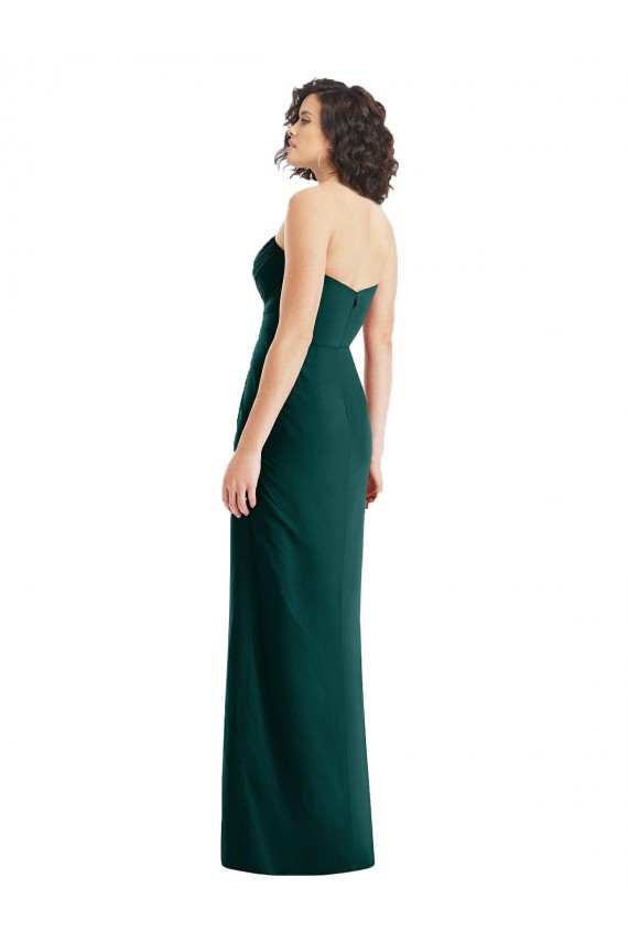 Online Twist Front Draped Chiffon Bridesmaid Dress with Slit UK