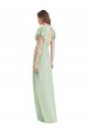 Online Flutter Sleeves Draped Wrap V-Neck Chiffon Bridesmaid Dress UK