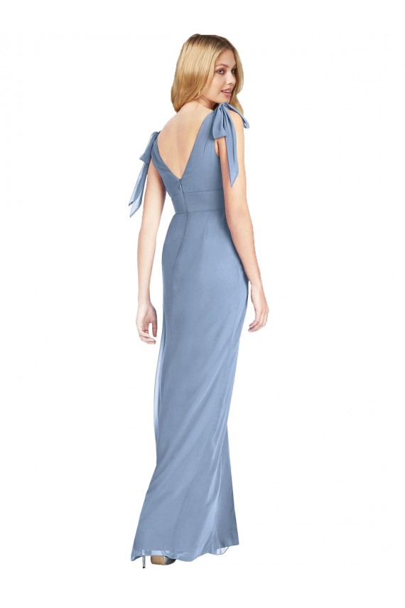 Online Bow-Shoulder Sleeveless Deep V-Back Mermaid Bridesmaid Dress UK