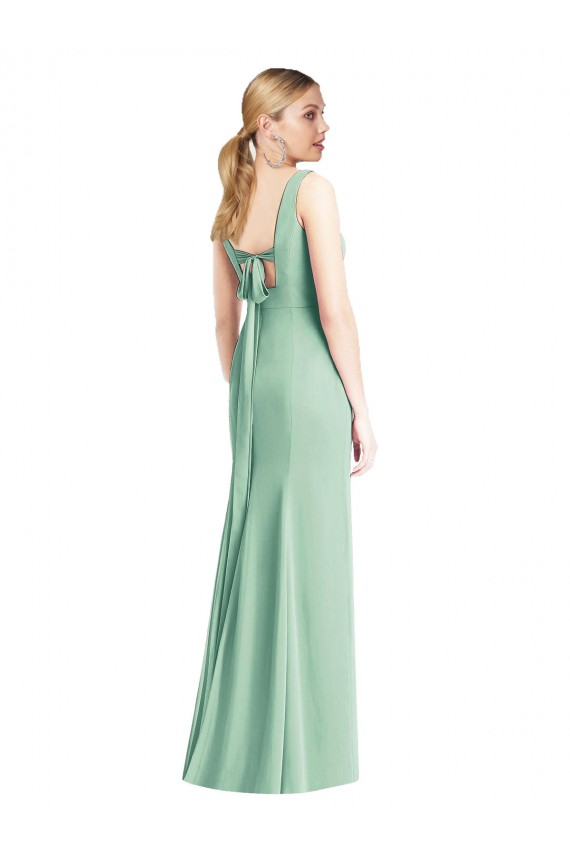Online Sleeveless Tie Back Chiffon Trumpet Chiffon Bridesmaid Dress UK