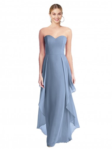 Online Strapless Chiffon Bridesmaid Dress with Skirt Overlay UK