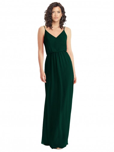 Online V-Neck Blouson Bodice Chiffon Maxi Bridesmaid Dress UK