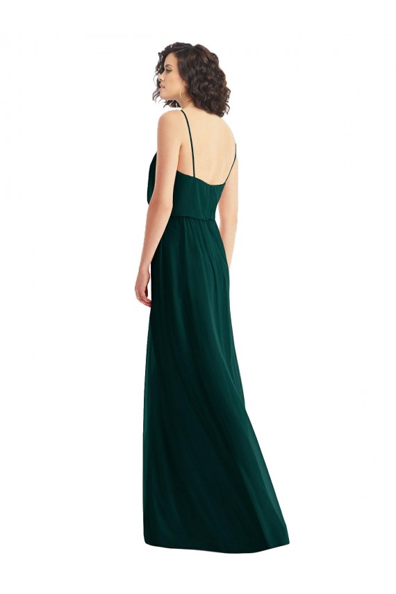 Online V-Neck Blouson Bodice Chiffon Maxi Bridesmaid Dress UK