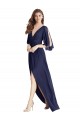 Online Split Sleeves Backless Chiffon Maxi Bridesmaid Dress UK