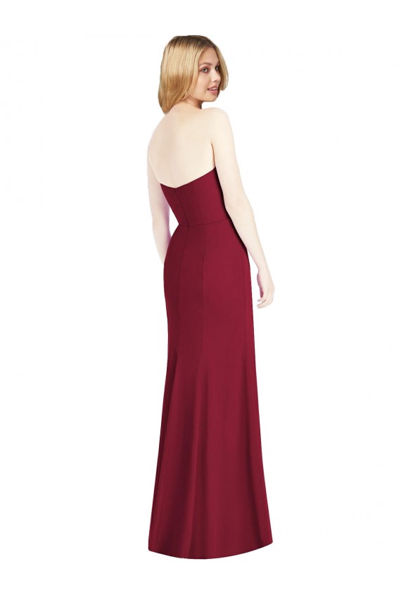 Online Strapless Chiffon Trumpet Bridesmaid Dress with Front Slit UK