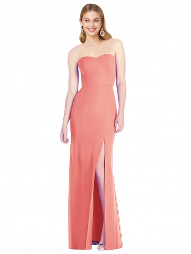 Online Strapless Chiffon Trumpet Bridesmaid Dress with Front Slit UK