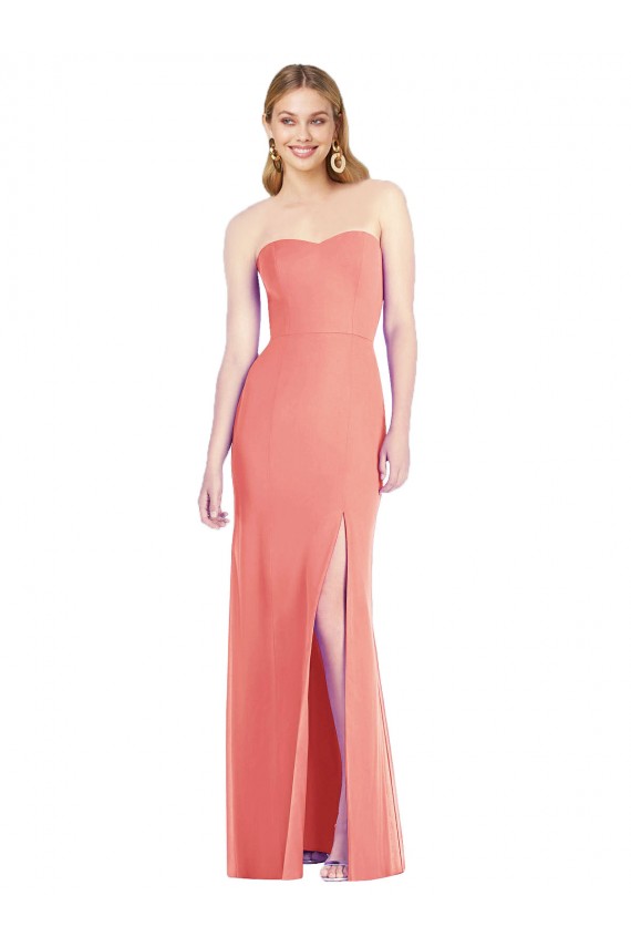 Online Strapless Chiffon Trumpet Bridesmaid Dress with Front Slit UK