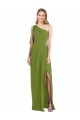 Online One Shoulder Chiffon Bridesmaid Dress with Draped Front Slit UK