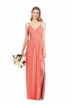 Online Spaghetti Strap Draped Skirt Chiffon Bridesmaid Dress with Front Slit UK
