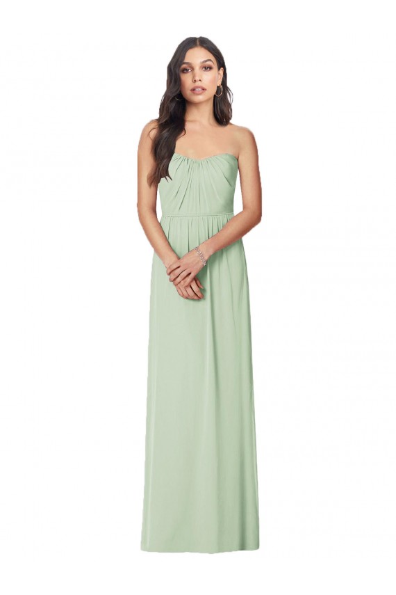 Online Strapless Sweetheart All-Over Shirring Chiffon Bridesmaid Dress UK