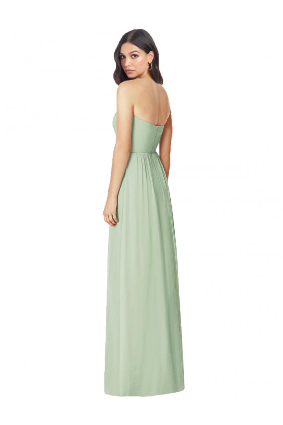 Online Strapless Sweetheart All-Over Shirring Chiffon Bridesmaid Dress UK