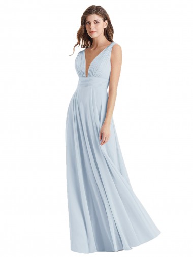 Online Plunge Deep V-Neckline Low Back Chiffon Bridesmaid Ress UK