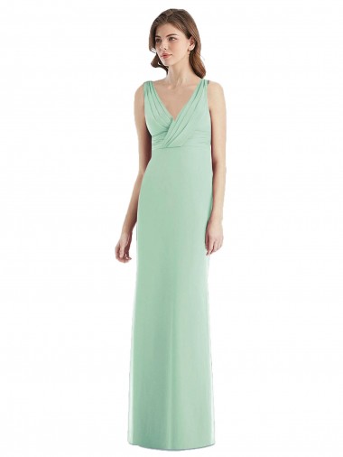 Online Sleek Open Back Chiffon V-Neck Bridesmaid Dress UK