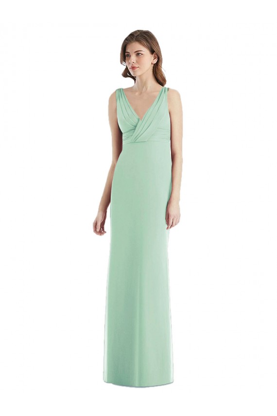Online Sleek Open Back Chiffon V-Neck Bridesmaid Dress UK