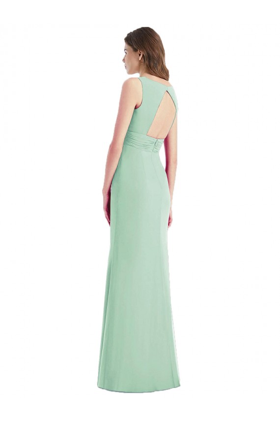 Online Sleek Open Back Chiffon V-Neck Bridesmaid Dress UK