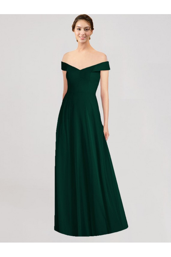 Online Full length Off the Shoulder Chiffon Bridesmaid Dress UK