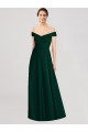 Online Full length Off the Shoulder Chiffon Bridesmaid Dress UK