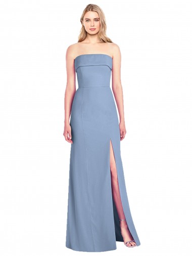 Online Trumpet Full Length Strapless Chiffon Bridesmaid Dress with Slit UK