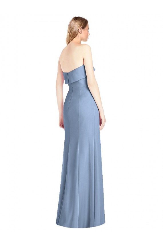 Online Trumpet Full Length Strapless Chiffon Bridesmaid Dress with Slit UK