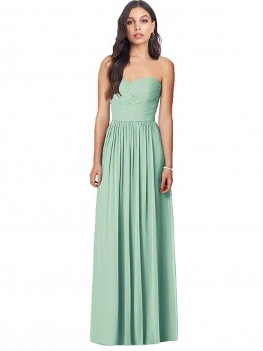 Online Draped Sweetheart Strapless Long Chiffon Bridesmaid Dress UK