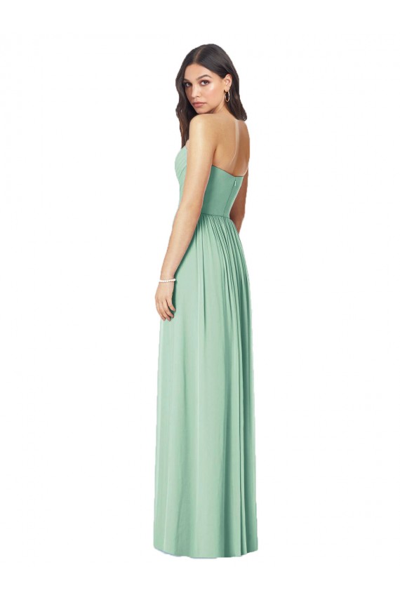 Online Draped Sweetheart Strapless Long Chiffon Bridesmaid Dress UK
