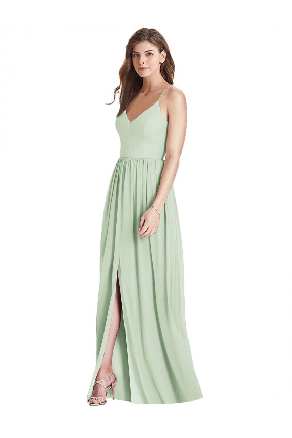 Online Criss Cross Strap Backless Maxi Long Chiffon Bridesmaid Dress UK