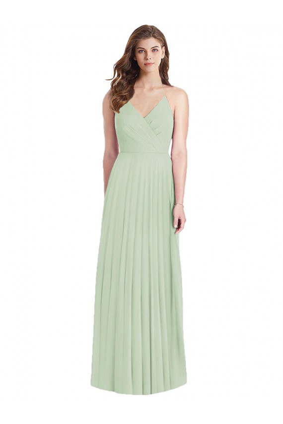 Online Ruffled Strap Cutout Wrap Maxi Chiffon Bridesmaid Dress UK