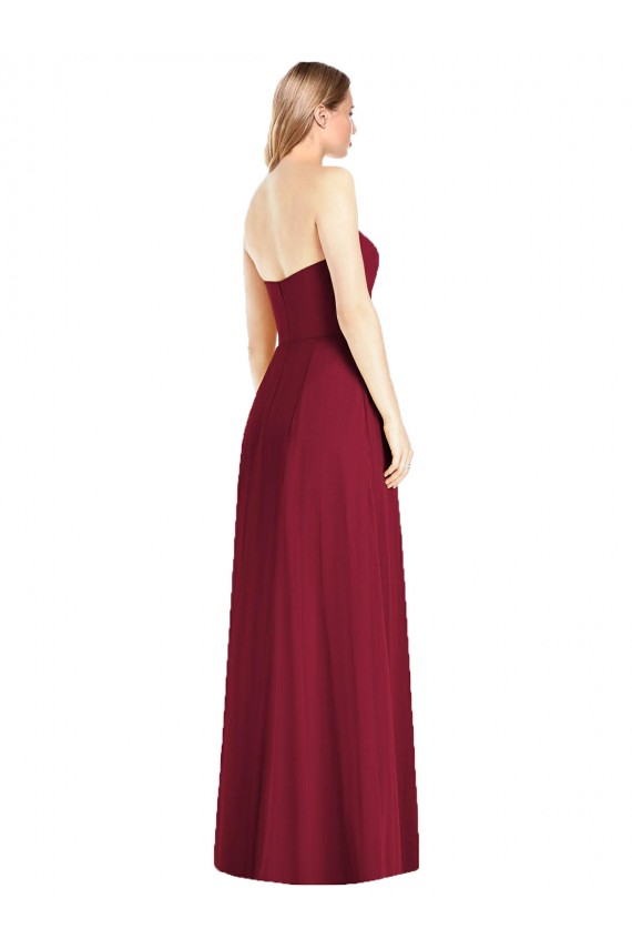 Online Strapless Notch Chiffon Maxi Bridesmaid Dress UK