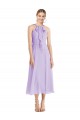 Online Midi Length Halter Plunging V-Back Chiffon Bridesmaid Dress / Cocktail Dress UK
