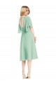 Online Open Back Flutter Sleeves Cocktail Length Chiffon Bridesmaid Dress UK