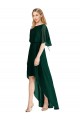Online Plunging V Back Flutter Sleeves Cocktail Length Chiffon Bridesmaid Dress UK