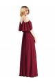 Online Spaghetti Straps V-Neck Chiffon Bridesmaid Dress with Sash Tie UK