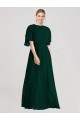 Online Full-Length Flutter Sleeves Plunging V Back Chiffon Bridesmaid Dress UK