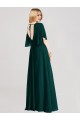 Online Full-Length Flutter Sleeves Plunging V Back Chiffon Bridesmaid Dress UK