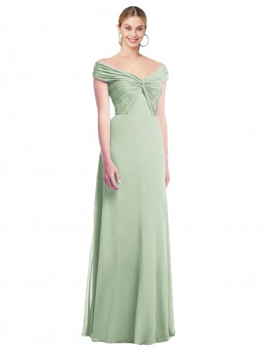 Online Draped Off the Shoulder Lux Chiffon Bridesmaid Dress UK