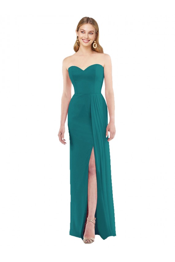 Online Sweetheart Neckline Lux Chiffon Bridesmaid Dress with Side Slit UK