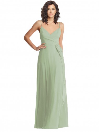 Online V-Neck Low Back Maxi Formal Wrap Chiffon Bridesmaid Dress UK