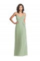 Online V-Neck Low Back Maxi Formal Wrap Chiffon Bridesmaid Dress UK