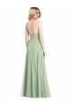 Online Sleek Spaghetti Straps Low Back Square Neck Maxi Formal Chiffon Bridesmaid Dress UK