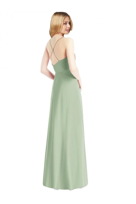 Online Cowl Neck Criss Cross Back Chiffon Maxi Bridesmaid Dress UK