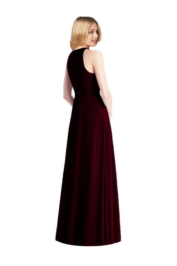 Online Sleeveless Halter Chiffon Maxi Bridesmaid Dress UK