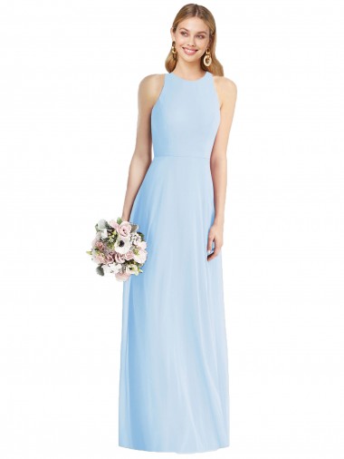 Online Sleeveless Halter Chiffon Maxi Bridesmaid Dress UK