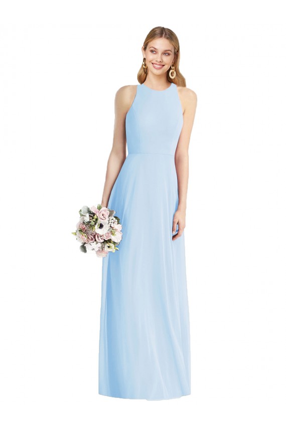 Online Sleeveless Halter Chiffon Maxi Bridesmaid Dress UK
