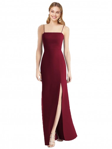 Online Tie-Back Cutout Trumpet Chiffon Bridesmaid Dress with Front Slit UK